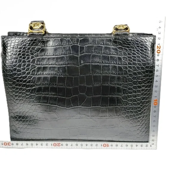 Versace Croc Embossed Leather Shoulder Bag - Picture 2 of 9